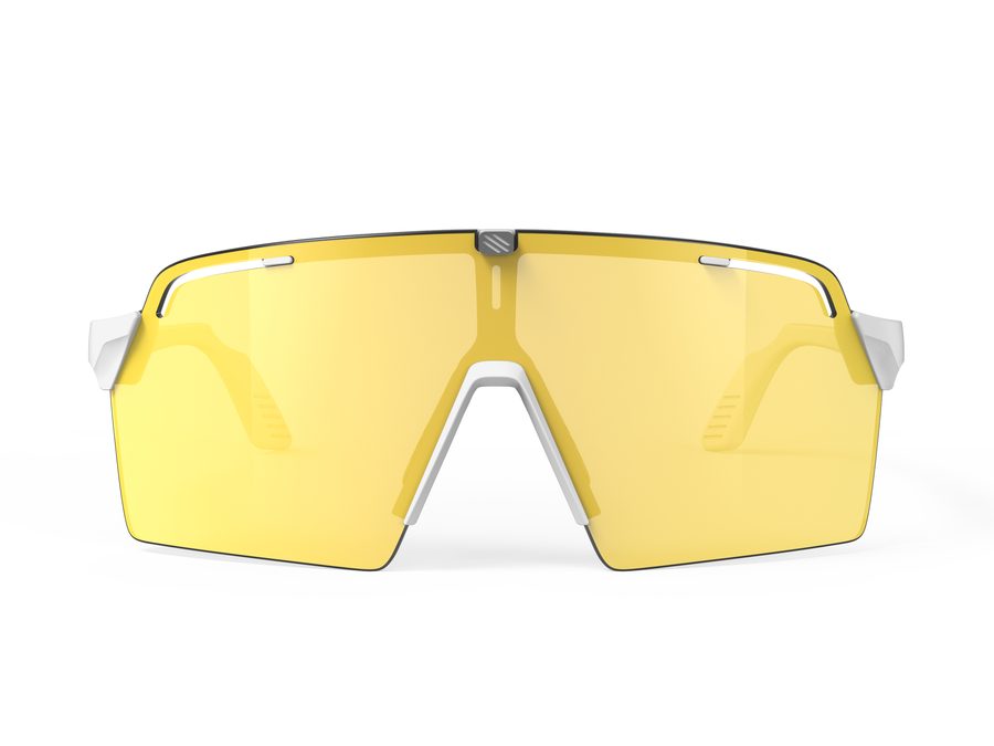 Sportbrille von Rudy Project mit gelbem Schild